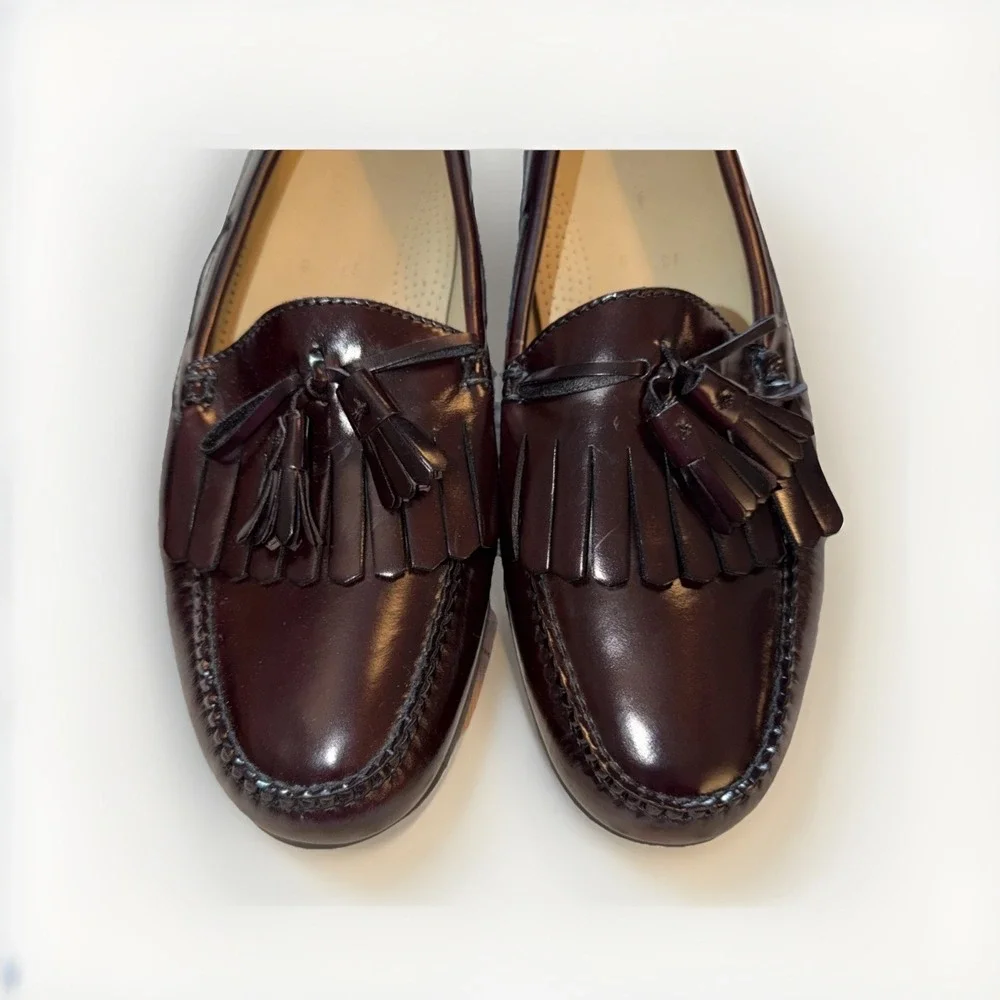 Cole Haan Men's Kiltie Tassel Pinch Toe Loafer Shoes Size 13 D Dark Burgundy